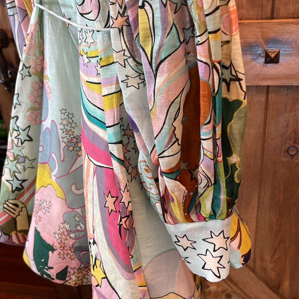 Zimmermann Runway Concert Tie Neck Bow Unicorn Mint Mini Dress AU0 - Picture 15 of 16